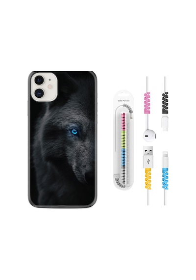 Apple Uyumlu iPhone 12 Mini Kılıf Kablo Koruyuculu Dark Wolfs 1834