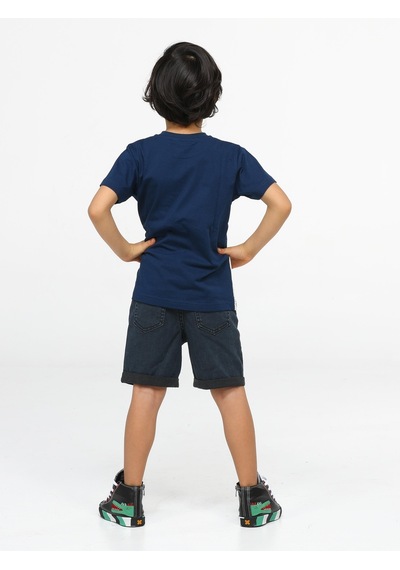 Casabony Rocket Denim Şort - T-shirt Takım - Gri - Siyah