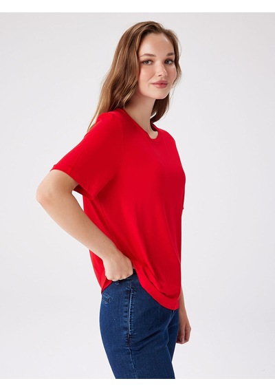 Faik Sönmez Yuvarlak Yaka Kısa Kol T-shirt W27tsh002 Bw27tsh00241 Kırmızı