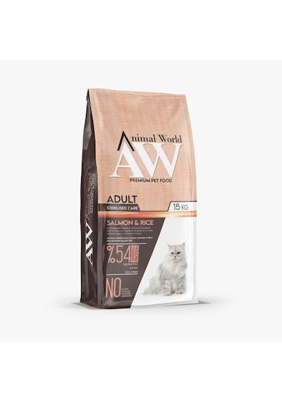 Animal World Kısırlaştırılmış Somonlu Yetişkin Kedi Maması 15 KG