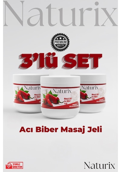 Naturix Paprika & Chili Biber Balsamı Masaj Jeli 3'lü Eko Paket - 500 Ml