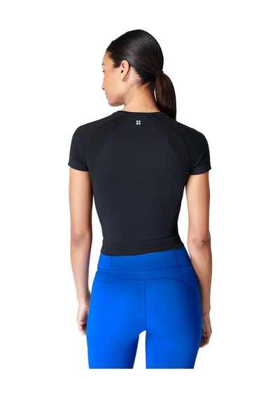 Sweaty Betty Sweaty Betty Athlete Crop Seamless Workout Kadın Siyah Koşu Tank Top Blk Siyah
