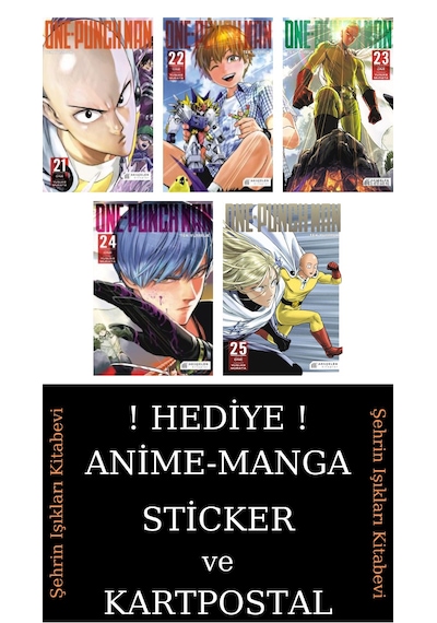 One Punch Man 21-22-23-24-25 Manga Seti 5 Kitap / Tek Yumruk / Anime-manga Sticker Ve Kartpostal