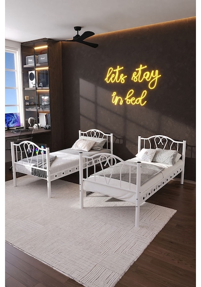 Argimo Orkide Metal Ranza Ve Karyola Beyaz 90 x 200