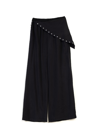 Fularlı Dökümlü Pantolon Siyah