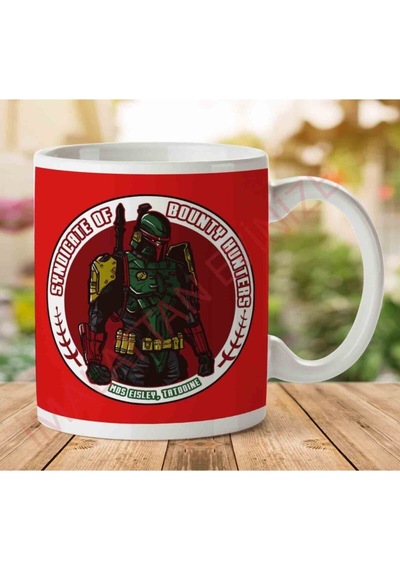 Syndicate Insignia Boba Fett Bounty Hunters Star Wars Iki Tarafı Baskılı Kupa Bardak Çok Renkli