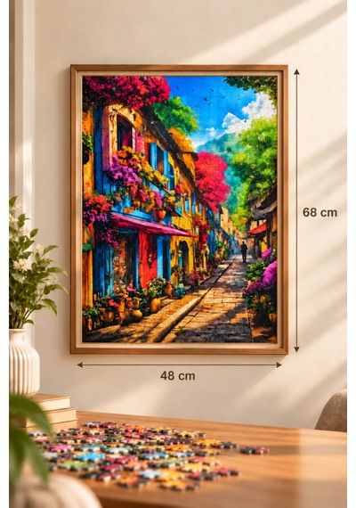 1000 Parça Renkli Evler Puzzle 48 X 68 Cm Yüksek Baskı Kaliteli Eğlenceli Ve Eğitici Puzzle
