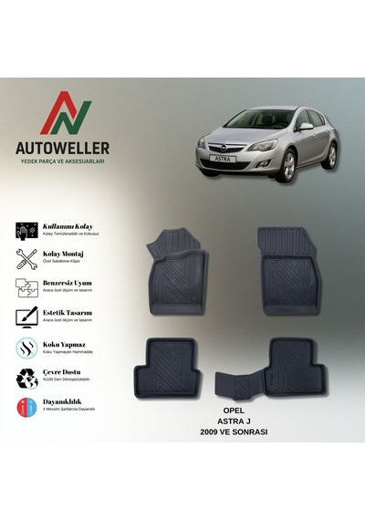 Opel Astra J 2009 Sonrası Uyumlu Havuzlu Oto Paspas