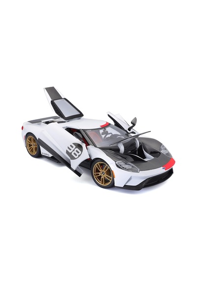 Maisto 1:18 2021 Ford Gt Heritage Edition 98 Diecast Model Araba Metal Gövde Açılır Kapılı Beyaz 3+