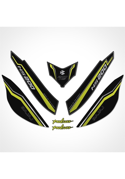 Bajaj Pulsar NS 200 Kuyruk Pad Set Midnight Serisi Siyah-Neon Sarı