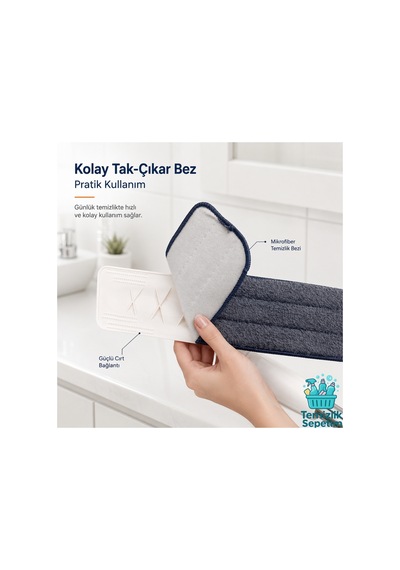 Spreyli Mop Seti +4 Yedek Mop, Portatif Cırt Cırtlı Mikrofiber Bezli