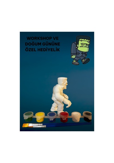 3d Frankeştayn Figür Boyama Seti - Kendin Boya Hobi Ve Etkinlik Seti - Akrilik Boya + 2 Fırça