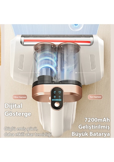 Ezere Dustaway 17000 PA Güçlü Kablosuz Akar Ve Toz Uv Işıklı Yatak Ve Koltuk Temizleyici