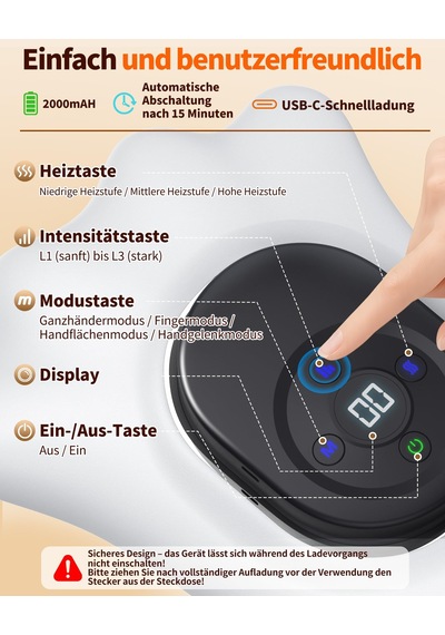 Decohome El Tipi Masaj Cihazı, Isı Ve Hava Sıkıştırmalı, Kablosuz Decohome El Tipi Masaj Cihazı, Isı Ve Hava Sıkıştırmalı, Kablosuz
