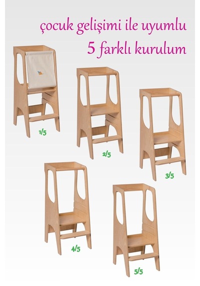 Montessori Öğrenme Kulesi Huş Ahşap - Doğal Diğer