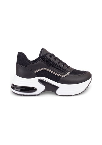 Modalendo 1511-26 Cilt Deri Simli Şeritli Anatomik Bağcıklı Kadın Sneaker Siyah Beyaz Siyah Modalendo 1511-26 Cilt Deri Simli Şeritli Anatomik Bağcıklı Kadın Sneaker Siyah Beyaz Siyah