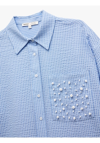 Koton Uzun Kollu Dokulu İnci İşleme Detaylı Cepli Oversize Gömlek Mavi Çizgili 5sak60038ew Mavi Çizgili Koton Uzun Kollu Dokulu İnci İşleme Detaylı Cepli Oversize Gömlek Mavi Çizgili 5sak60038ew Mavi Çizgili