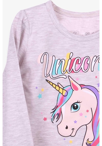 Breeze Kız Çocuk Uzun Kollu Tişört Unicorn 2-6 Yaş, Bej Melanj-bej Melanj Bej Melanj