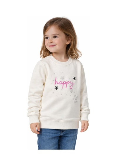 Kız Çocuk Happy Sweatshirt Bgl-st05270 Ekru