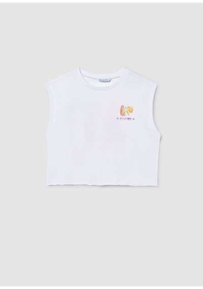 Mayoral Kız Çocuk Askılı Crop Tshirt Beyaz