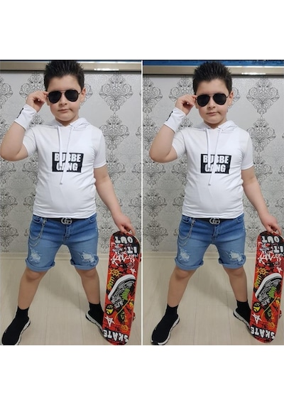 MODAVALS KAPİŞONLU SWEAT BİLEKLİK ZİNCİR AKSESUARLI 4 PARÇA ERKEK ÇOCUK KOT ŞORT KOMBİN - BEYAZ MODAVALS KAPİŞONLU SWEAT BİLEKLİK ZİNCİR AKSESUARLI 4 PARÇA ERKEK ÇOCUK KOT ŞORT KOMBİN - BEYAZ