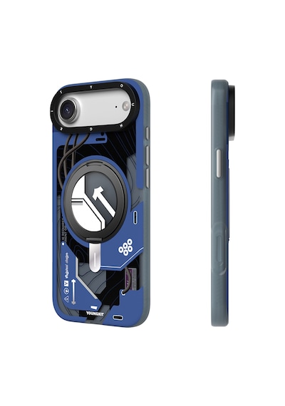 Apple Uyumlu iPhone 17 Air  Kılıf M-safe Şarj Özellikli Youngkit Starship Serisi Kapak Mavi Mavi