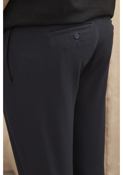 Braccas Erkek Slim Fit Beli Bağlamalı Dokulu Lacivert Pantolon Lacivert