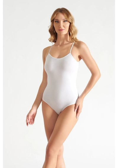 Hepsine Rakip Kadın İp Askılı Battal Çıt Çıtlı Body Atlet Büyük Beden Beyaz