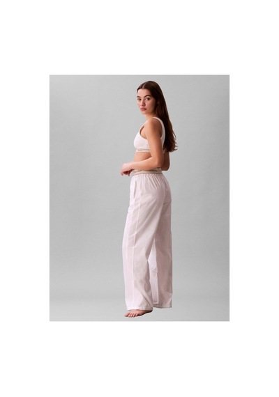 Calvin Klein Beyaz Kadın Pijama Alt Logo Super Poplın Pant-16300