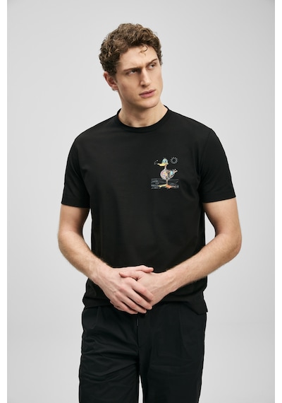 Lufian Fınx Modern Grafik T- Shirt Siyah Siyah 111020313100100