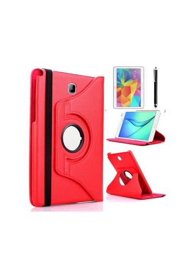 Galaxy Uyumlu  Tab A T580 10.1 Frm Dönebilen Standlı Kılıf-kırmızı Arka Kapak