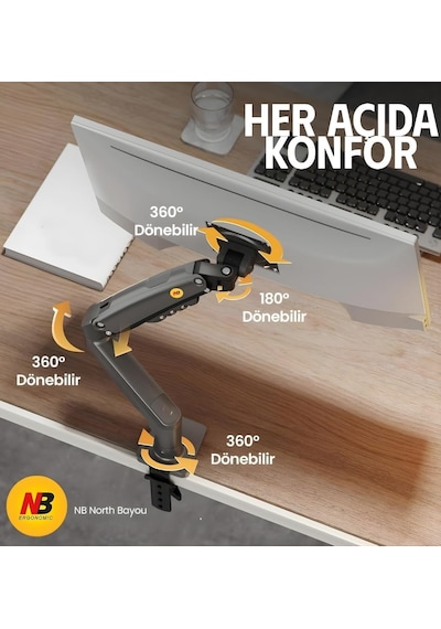 North Bayou Nb F80 Amortisörlü 2-9 Kg Monitör Standı 2026 Versiyon