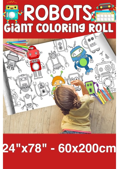 Melolisa Robotlar Dev Boy Boyama Kağıdı - Farm Kids Coloring Roll - Giant Painting Paper Roll For Kids