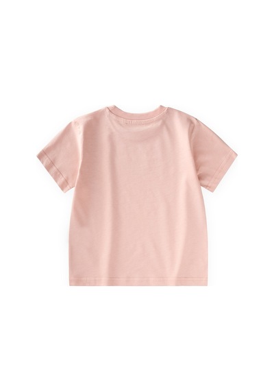Cigit Etiket Detaylı T-shirt 2-10 Yaş Pudra Pembe