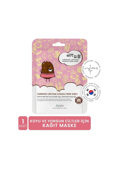 Kafein Ve Seramid İçeren Koyu Ve Yorgun Citler İçin Kağıt Maske Esfolio Ceramide Caffeine Mask