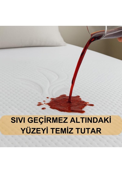 Beylini Yatak Alezi Kapitone Full Fitted Sıvı Geçirmez Kaymaz Yat Beyaz