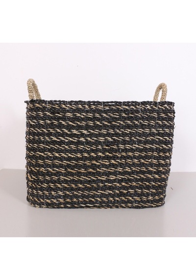 Karadeniz Muz Lif El Yapımı Yuvarlak Büyük Sepet 53x55x48 Cm Siyah