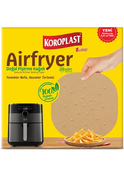 Koroplast Airfryer Doğal Pişirme Kağıdı 20'li 5 Adet Çok Renkli