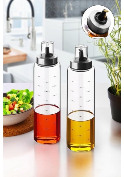 Borosilikat Cam Yağlık 500 Ml Yağdanlık Sirkelik - Damlatmaz Yağlık Seti 2 Adet