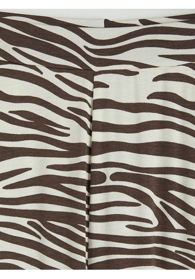 Lcwaıkıkı Basic Kahverengi Beli Lastikli Zebra Desenli Kadın Pantolon