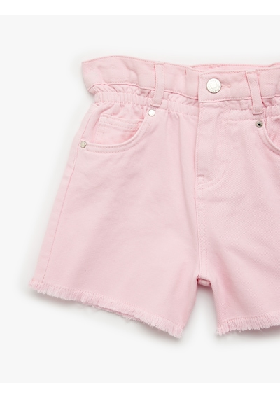 Koton Pamuklu Cepli Yüksek Bel Denim Şort Pembe 6skg40005ad Gül