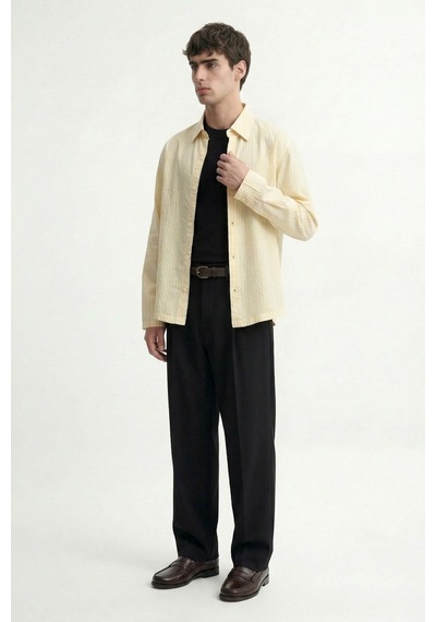 Antioch Relaxed Fit Çizgili Erkek Gömlek Sarı