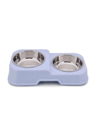 Nunbell İkili Oval 35 CM Çelik Kedi Mama Kabı Çok Renkli