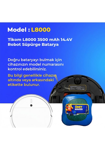 Tikom L8000 3500 Mah 14.4v Robot Süpürge Batarya