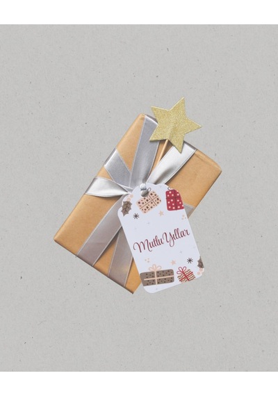 Yılbaşı Mutlu Yıllar Hediye Sallantı Etiketi, Yeniyıl Paketleme K