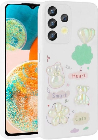 Galaxy A32 4g Kılıf Kabartma Figürlü Parlak Zore Toys Silikon Kapak Beyaz