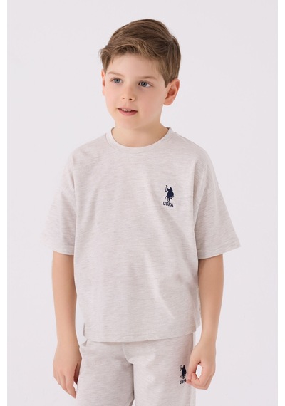 U.S. Polo Assn. Erkek Çocuk Bej Melanj Bermuda Takımı 5274-43666 Bej Melanj