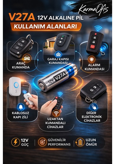V27a 12v Alkaline Pil Araç Kumanda Pili, Uzaktan Kumanda Pili 27a A27 Pil