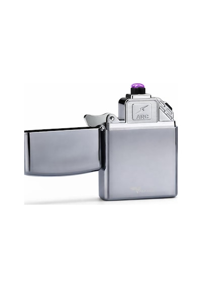 Valkyrie Usb Şarjlı Elektronik Çakmak / 4 Elektrotlu X Tip Mor Arc / Rüzgar Geçirmez, Alevsiz Silver Çok Renkli