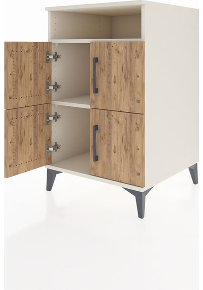 Kronos Komodin 2 Raflı 4 Kapaklı 60x59x96 Aytaşı-çam Aytaşı